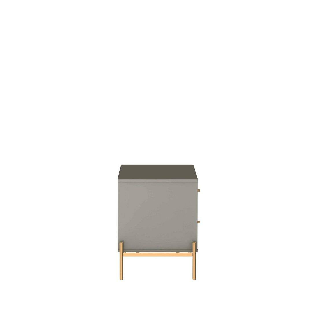 Jasper Nightstand with Steel Gold Legs in White Gloss