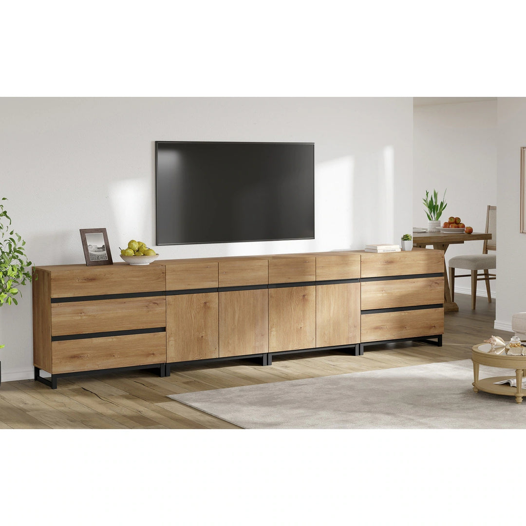 Modern TV Stand for Tvs up to 120 Inches, 4-In-1 Media Console with 6 Drawers and Adjustable Shelves, Entertainment Center
