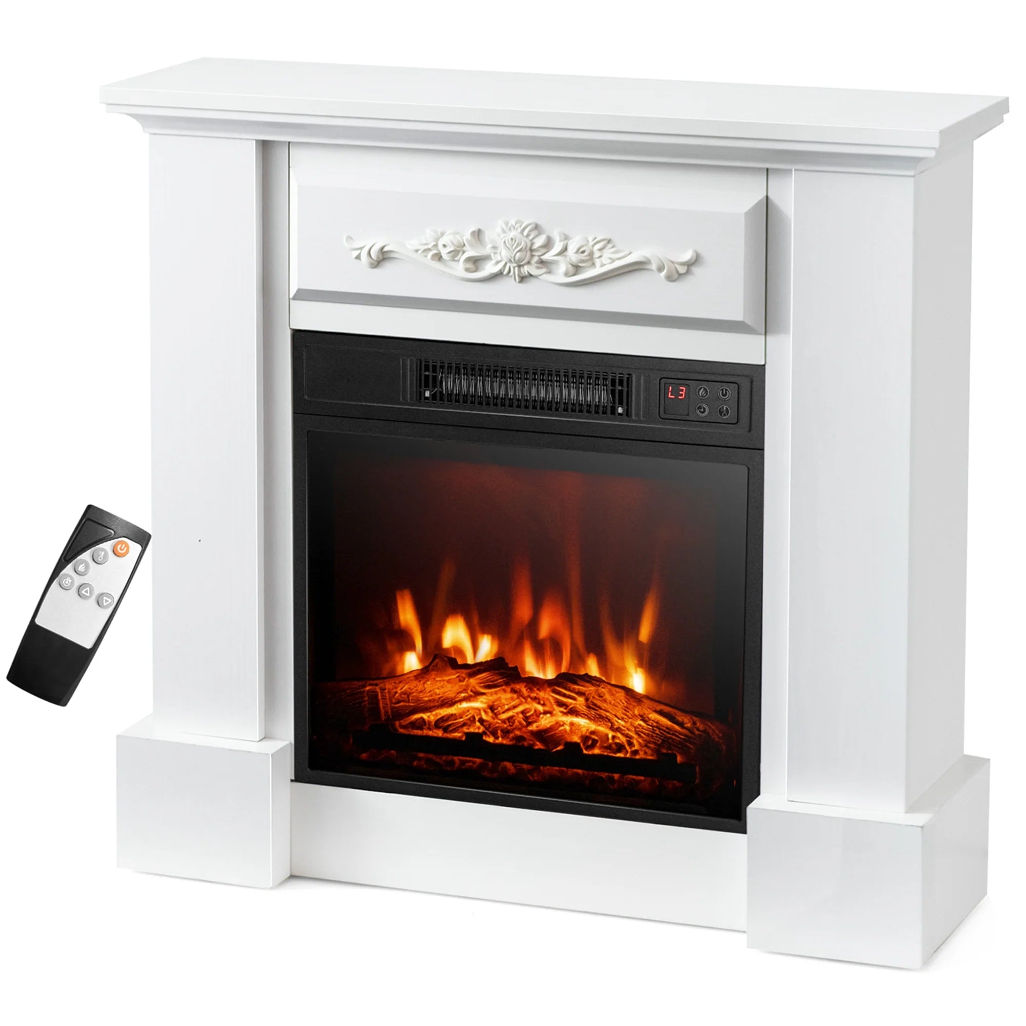 32" Electric Fireplace Mantel TV Stand Space Heater W/Remote - See Details