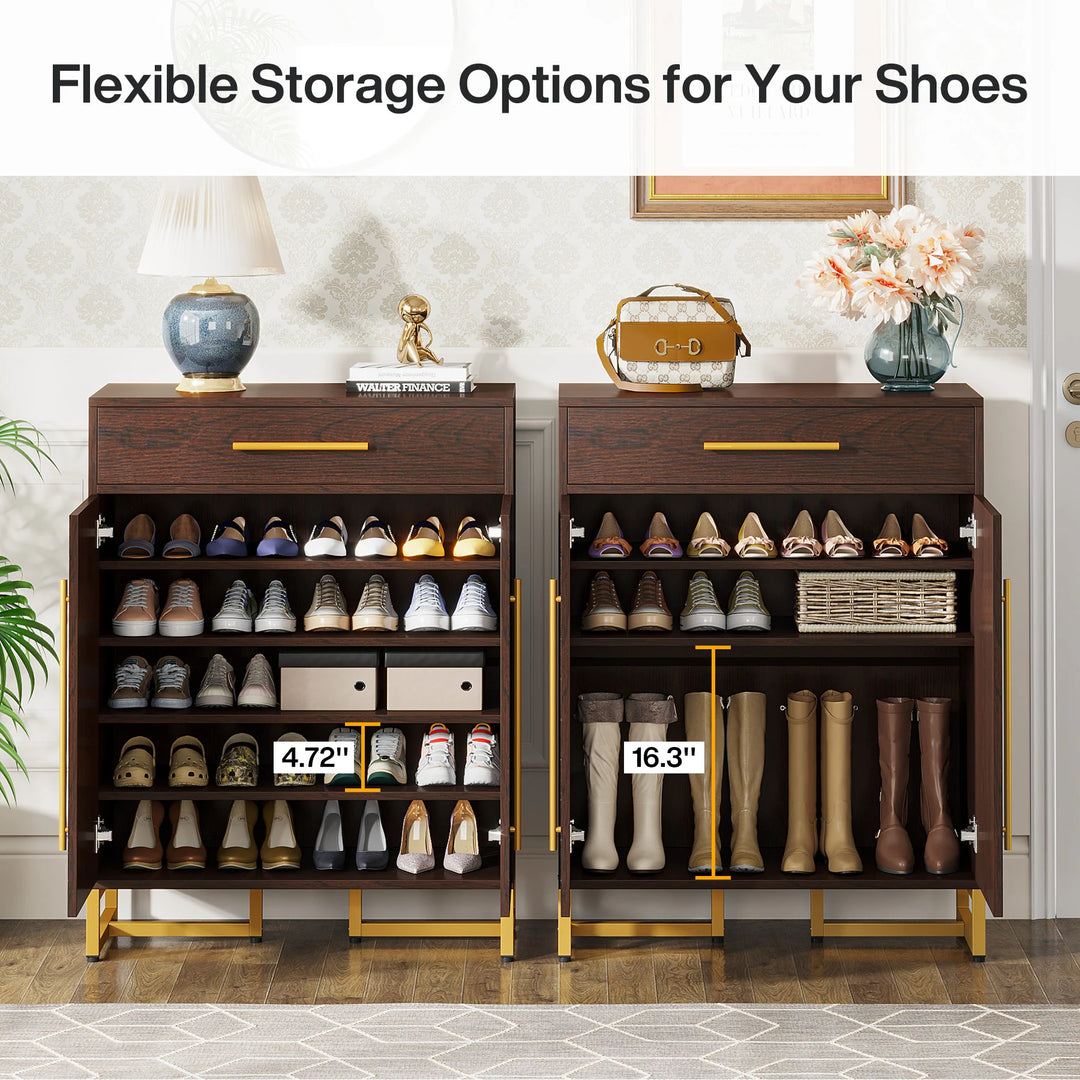 20-Pair Shoe Storage Cabinet with Drawer for Entryway - 31.5"L X 15.75"W X 39.37"H