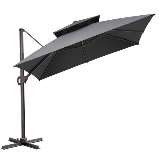 11 X 11 FT Outdoor Square Patio Cantilever Offset Umbrella with Crank and 360 Degrees Rotation