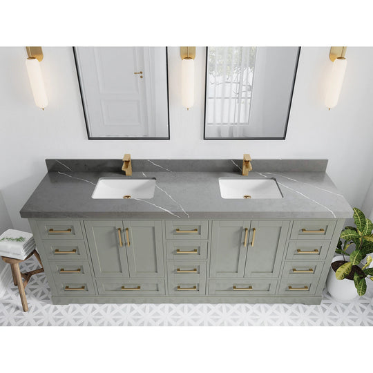 Willow Collection 84 in W X 22 in D X 36 in H Boston Double Bowl Sink Bathroom Vanity with Countertop