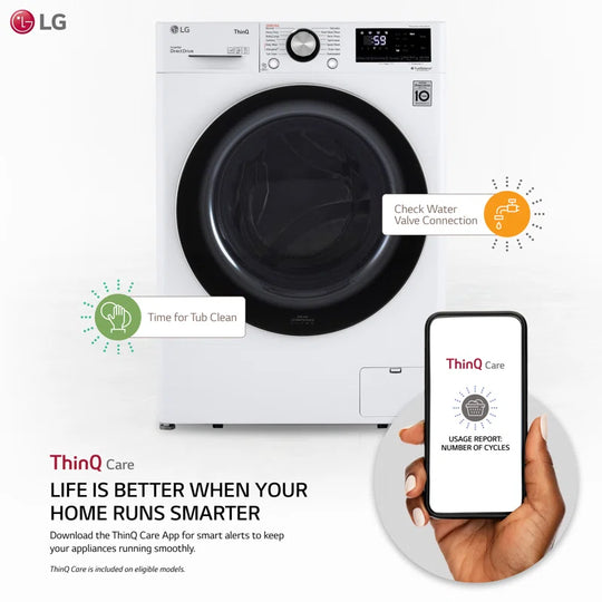 Smart Wi-Fi Enabled Compact Front Load Washer with Built-In Intelligence, White, 2.4 Cu. Ft.