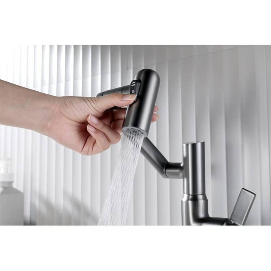 Rotatable Bathroom Faucet with Temperature Display in Fahrenheit (Batteries-Free), BF2204