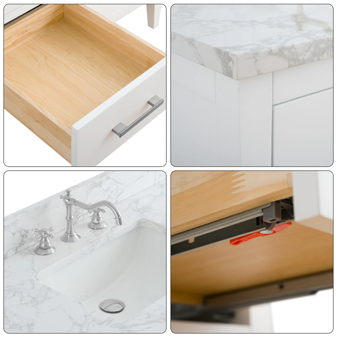 72" Double Sink Bathroom Vanity Cabinet with Engineered Marble Top