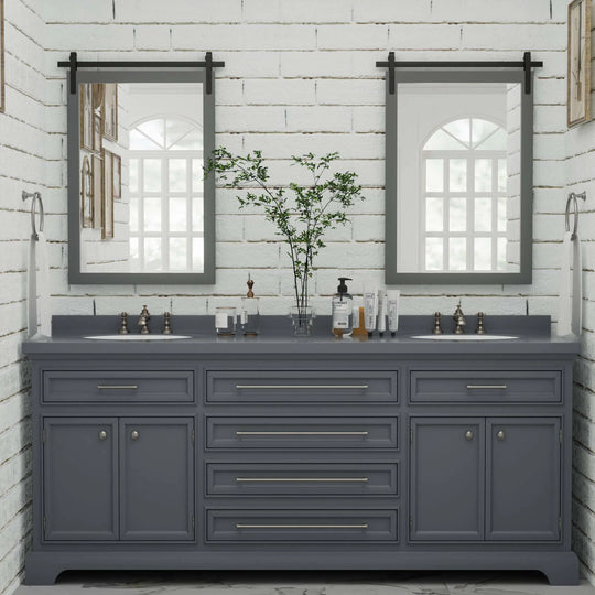 Farmhouse Barn Door Solid Wood Frame Bathroom Vanity Wall Mirror