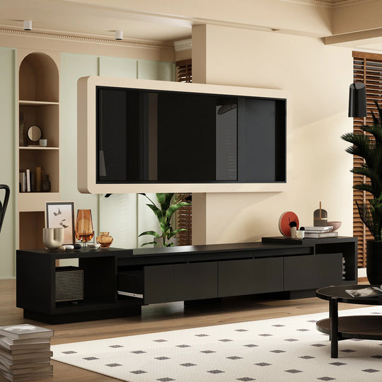 Entertainment Center Table Retracted Extendable TV Stand in Stretch