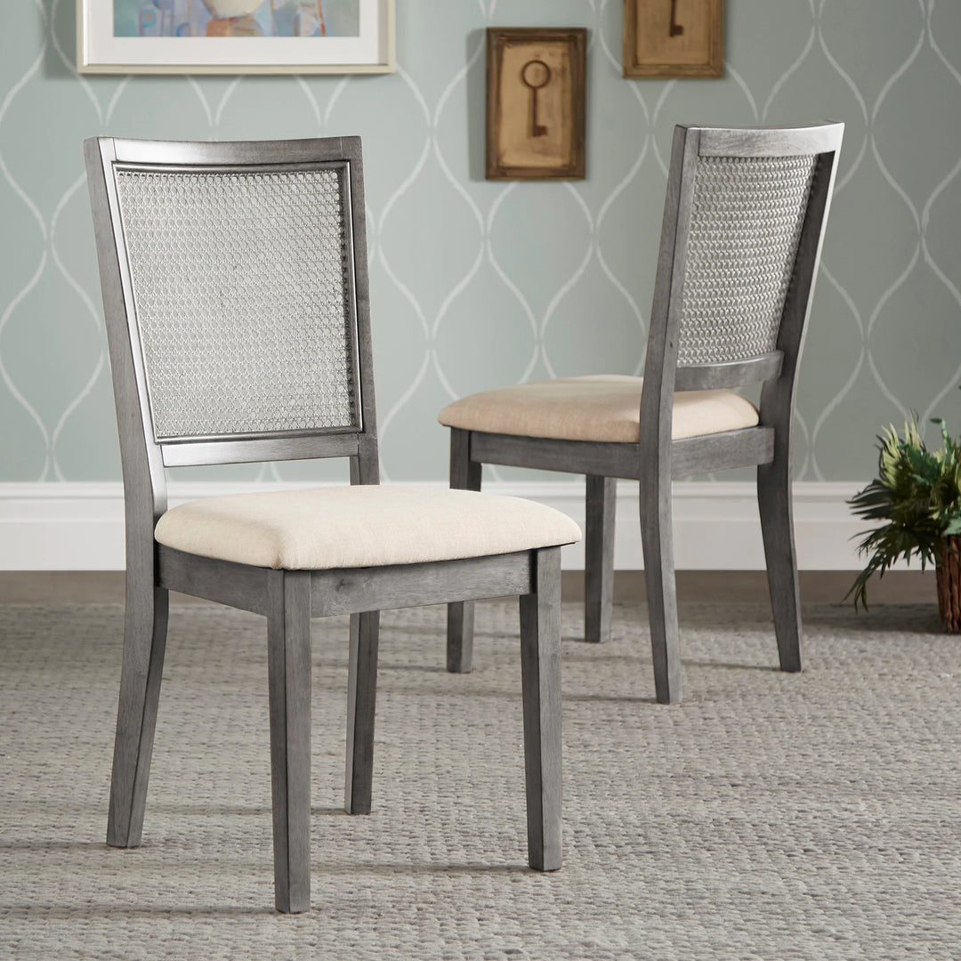 Eleanor Beige Linen Rattan Dining Chairs (Set of 2) by  Classic