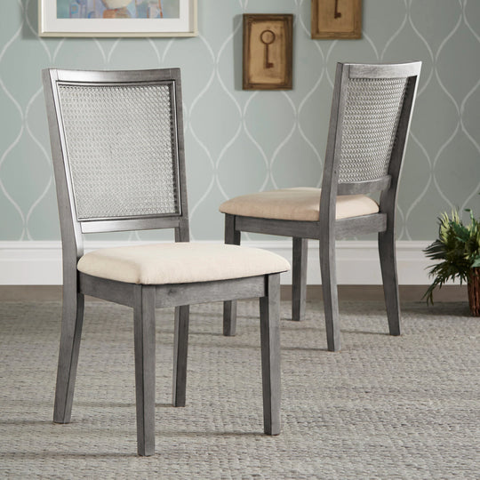 Eleanor Beige Linen Rattan Dining Chairs (Set of 2) by  Classic