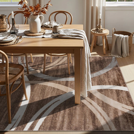 Contemporary Abstract Circles Design Area Rug