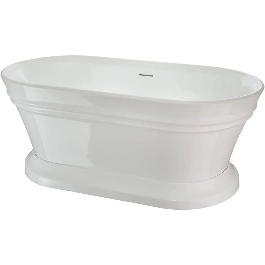 59" Freestanding Acrylic Soaking Bathtub with Overflow & Pop-Up Drain