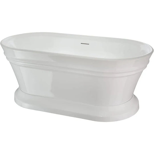 59" Freestanding Acrylic Soaking Bathtub with Overflow & Pop-Up Drain