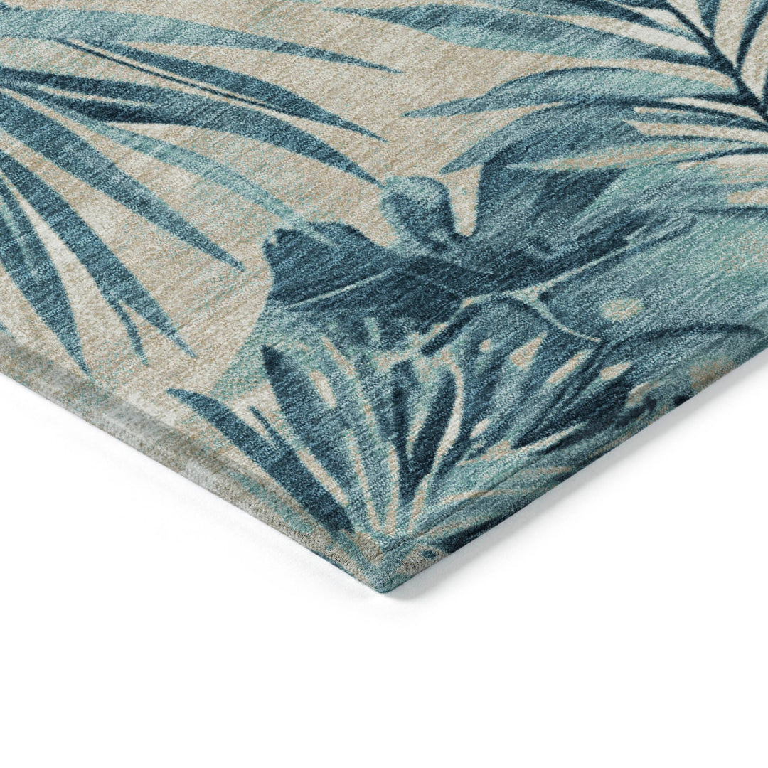 Machine Washable Indoor/ Outdoor Coastal Palm Chantille Rug