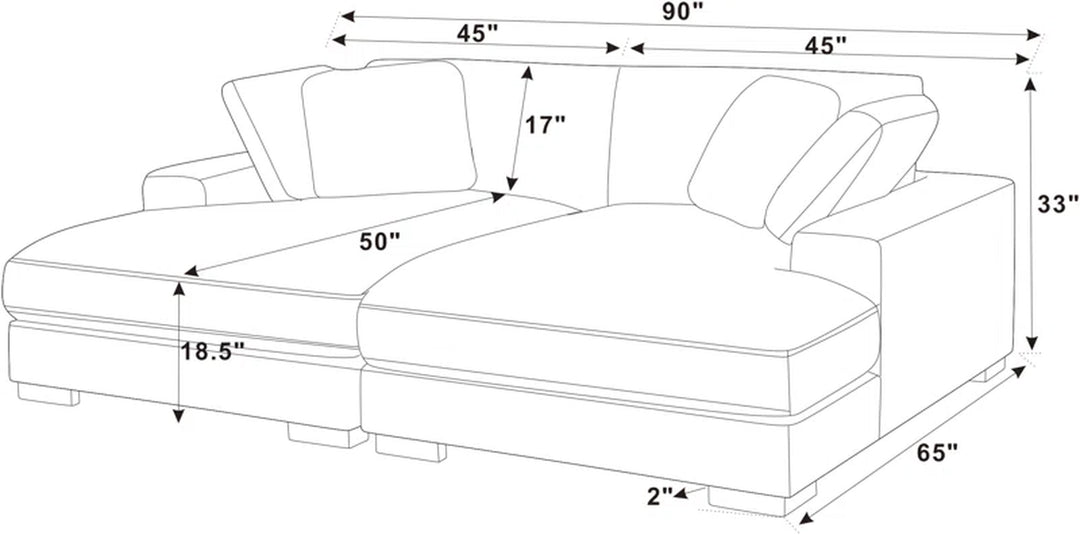 Drinel 90'' Square Arm Sofa