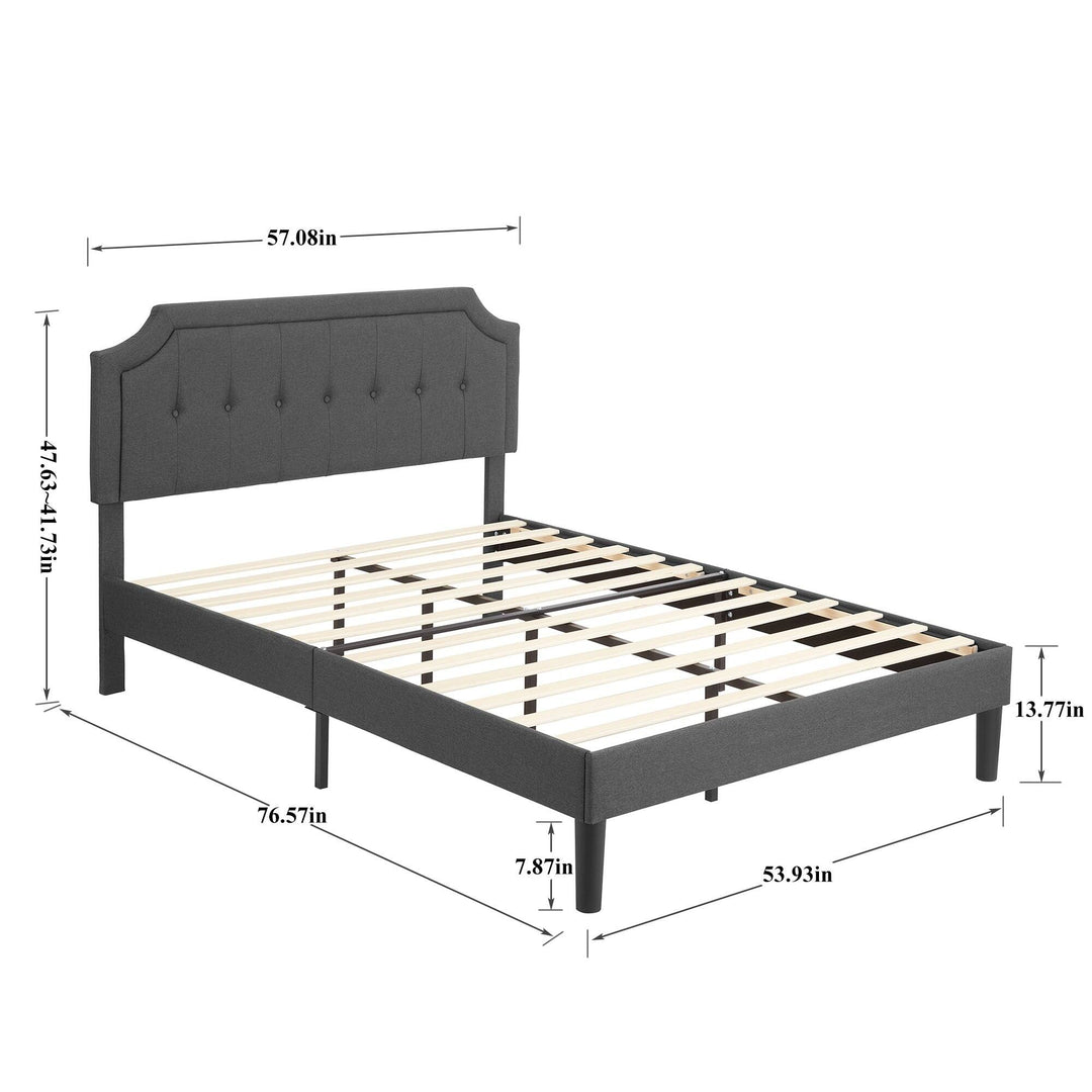 Javlergo Modern Upholstered Bed Frame with Height Adjustable Headboard Heavy-Duty Frame No Box Spring Needed