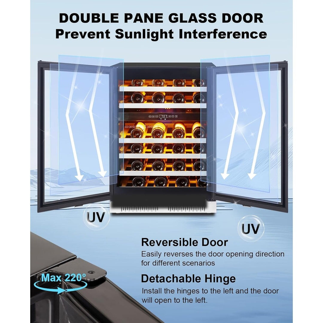 Luchar Wine Fridge 24 Inch, 46 Bottles Wine Fridge Cooler with Temperature Memory & Touchscreen Design