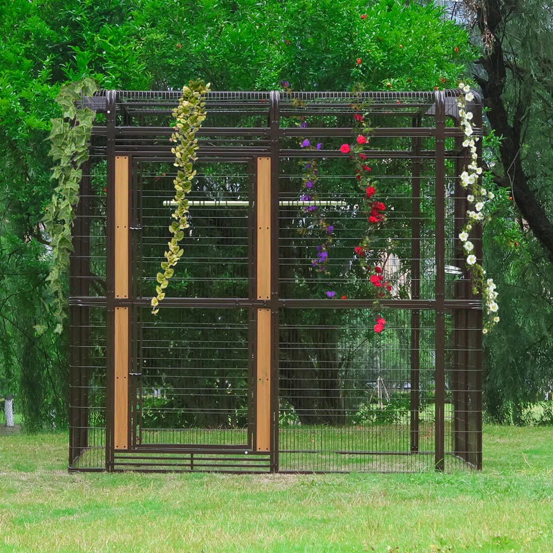 Corwynn 81.6'' Iron Flat Top Floor Bird Cage with Stand