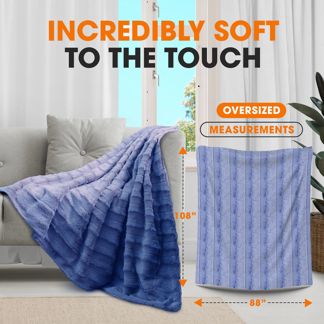 Faux Fur/ Microplush Reversible Throw Blanket