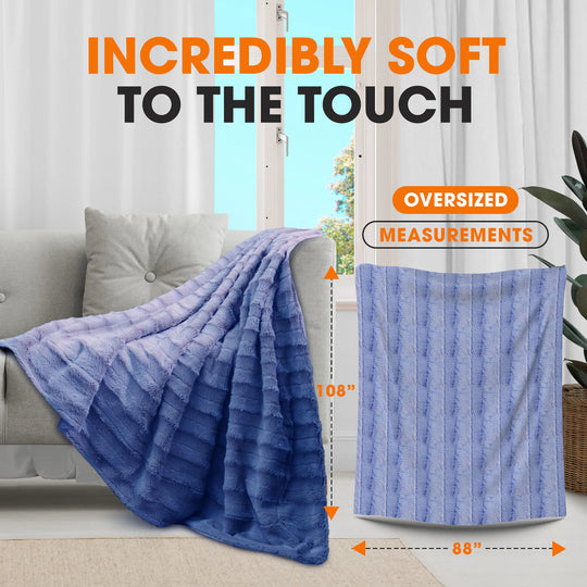 Faux Fur/ Microplush Reversible Throw Blanket