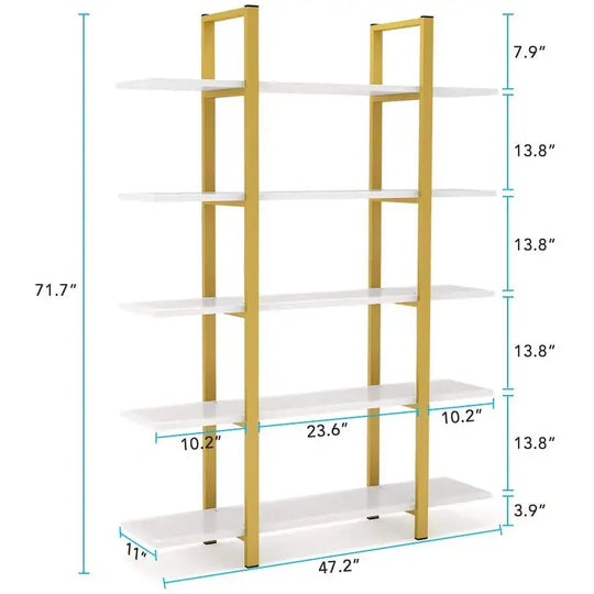 5-Tier Bookshelf, Vintage Industrial Style Bookcase