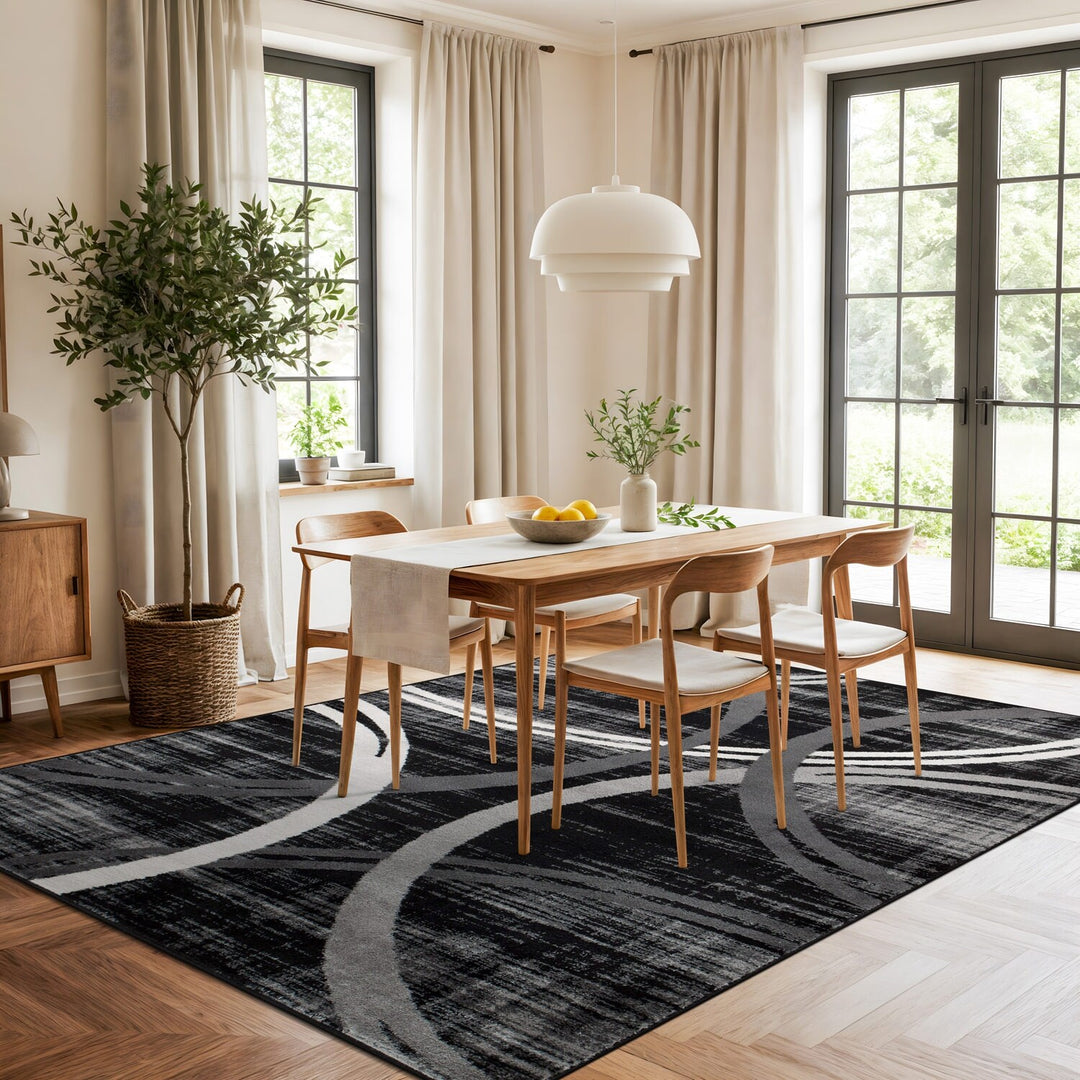 Contemporary Abstract Circles Design Area Rug