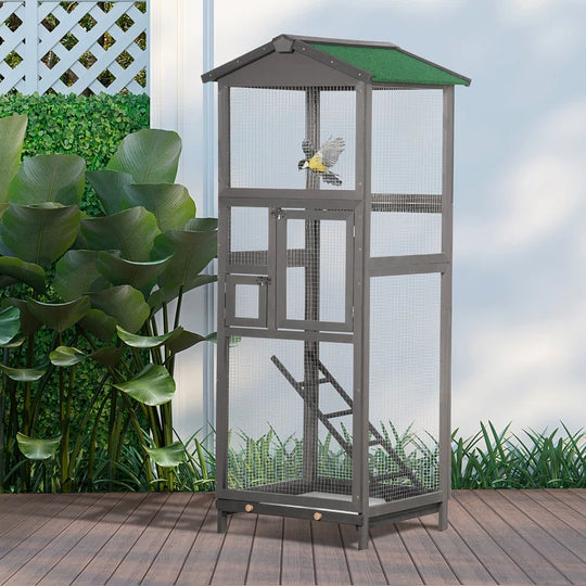 Fortuna 65'' Wood Pointed Top Flight Cage with Tray