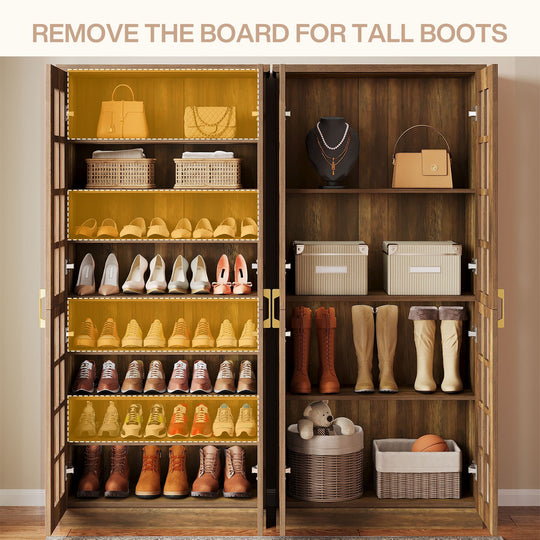 9-Tier Shoe Cabinet with Adjustable Shelves and Doors (71 Inches)