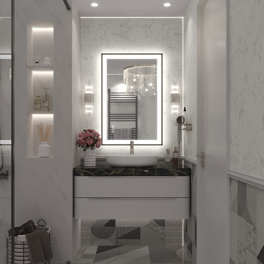 Extra Large Black Frame LED Bathroom Vanity Mirror with 3 Years Warranty and UL Certified