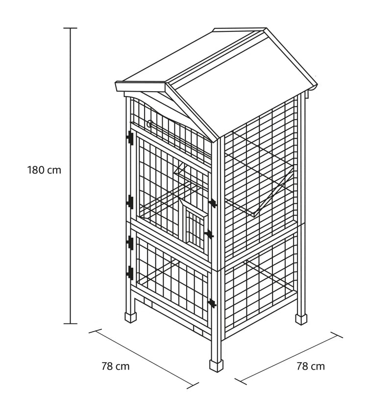 Natura Aviary for Small Birds, Indoor Outdoor Use, 3 Front Doors, 2 Perches, Brown