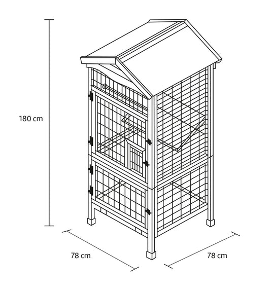 Natura Aviary for Small Birds, Indoor Outdoor Use, 3 Front Doors, 2 Perches, Brown