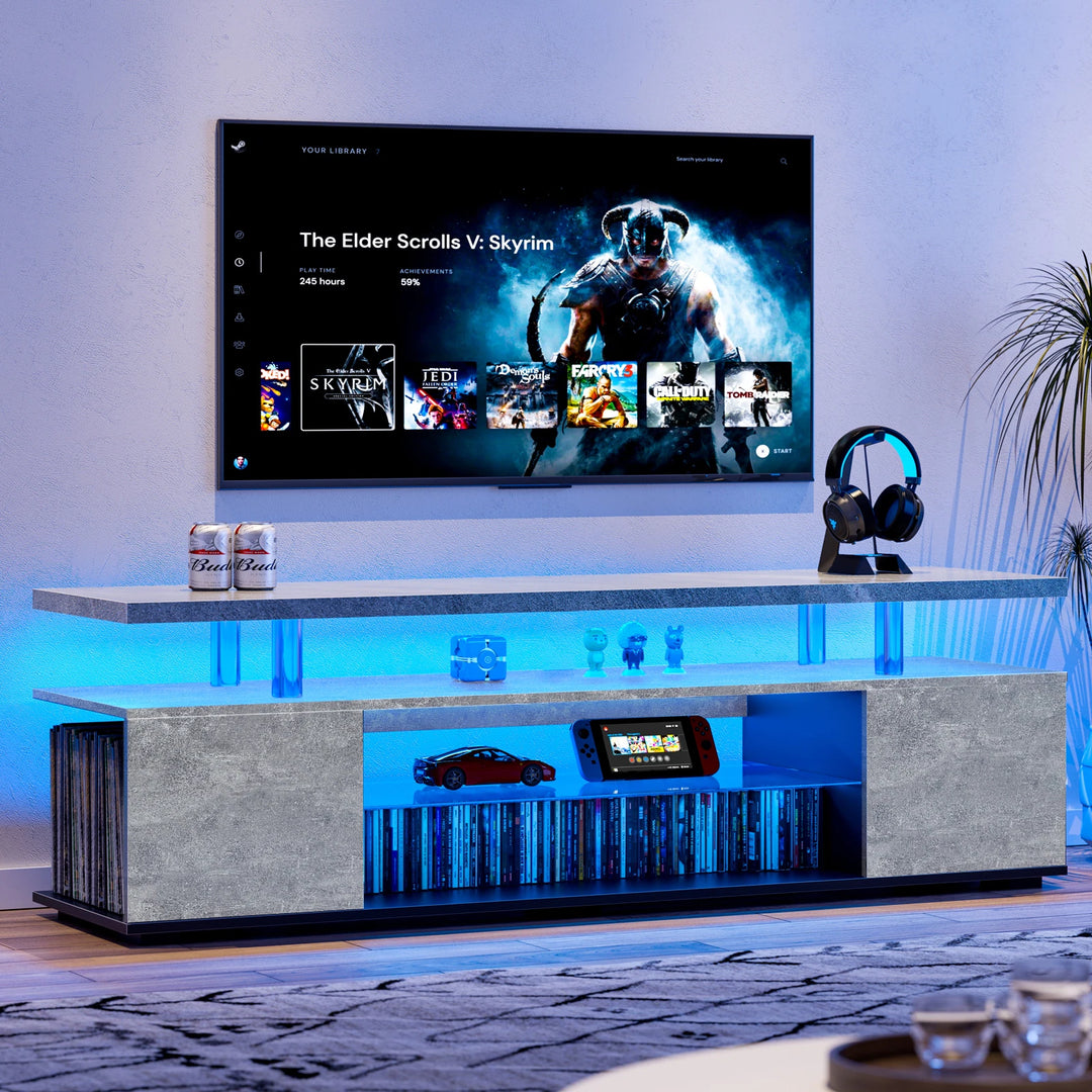 TV Stand for 55 Inch TV - Gaming Entertainment Media Console with Large Side Cabinet, Storage Center for Living Room