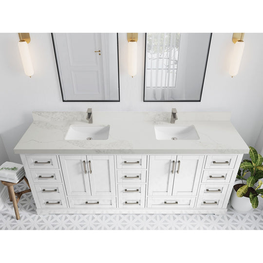 Willow Collection 84 in W X 22 in D X 36 in H Boston Double Bowl Sink Bathroom Vanity with Countertop