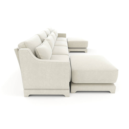 Modern Chenille 4-Seater Sofa with 2 Ottoman, Lumbar Cushions, Ergonomic Backrest, High-Resilience Spongeand Tufted Armrests