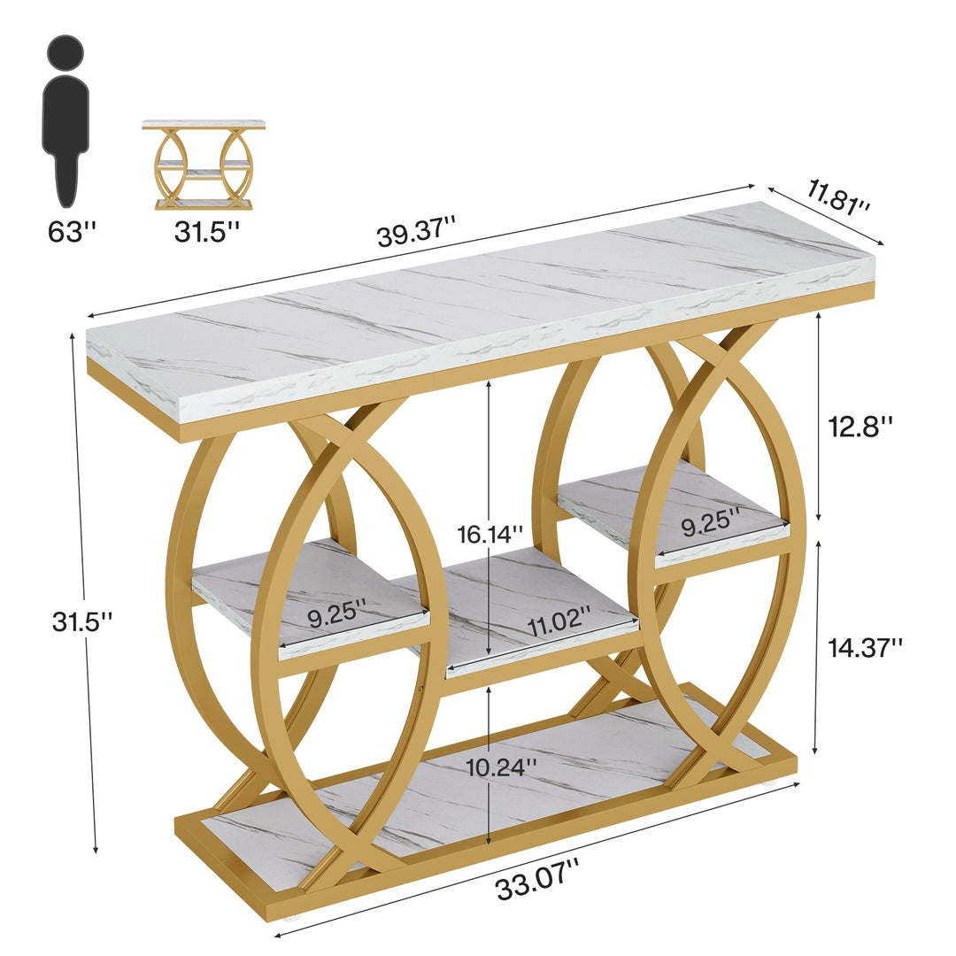 39.4" Console Table, 4-Tier Sofa Table Entryway Table for Small Spaces
