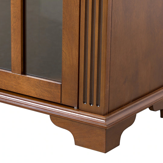 Dietrich Rustic Multifunctional Wooden TV Stand with Shelf and 2 Drawers and Sturdy Legs by