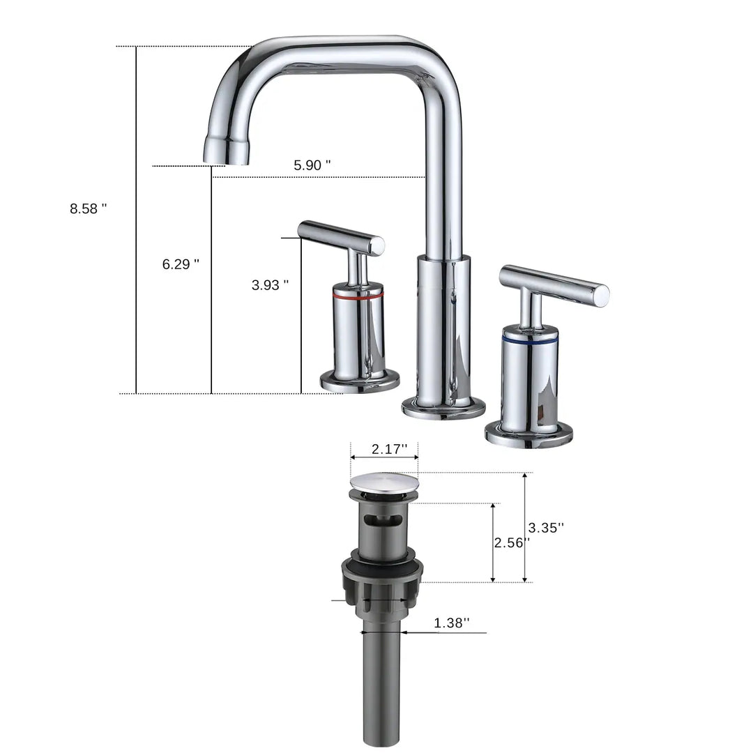 8 Inch Luxury Widespread Bathroom Sink Faucet with Pop-Up Drain