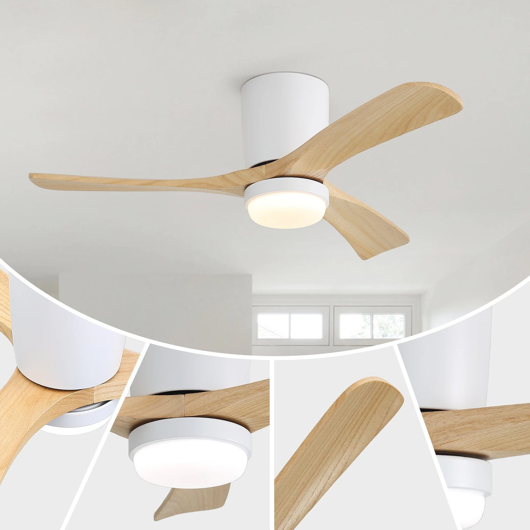 Sofucor 42"/48"/ 52"/60"Noiseless Walnut Wood Ceiling Fan with Remote Control, Integrated Light Optional