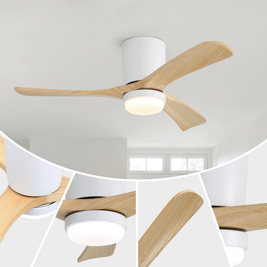 Sofucor 42"/48"/ 52"/60"Noiseless Walnut Wood Ceiling Fan with Remote Control, Integrated Light Optional