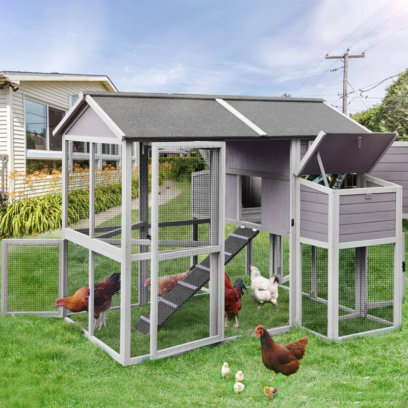 25.7 Square Feet Chicken Coop with Chicken Run for up to 10 Chickens