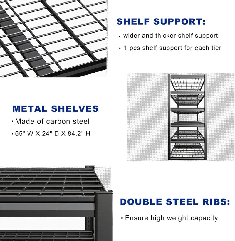 Garage Shelving Heavy Duty , Metal Shelves with Adjustable Garage Storage Shelves