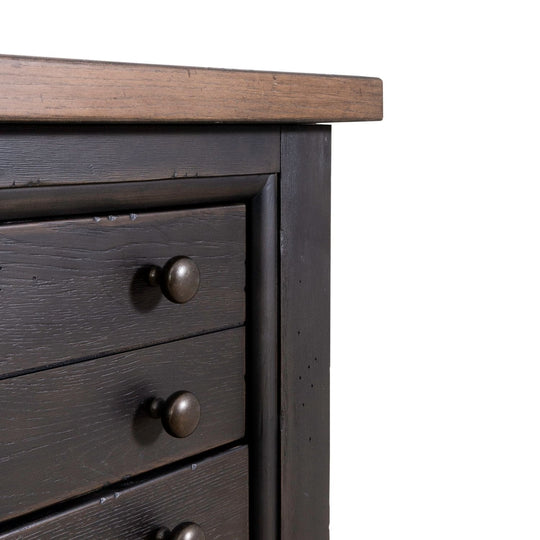 Americana Farmhouse Black Bedside Chest with Charging Station