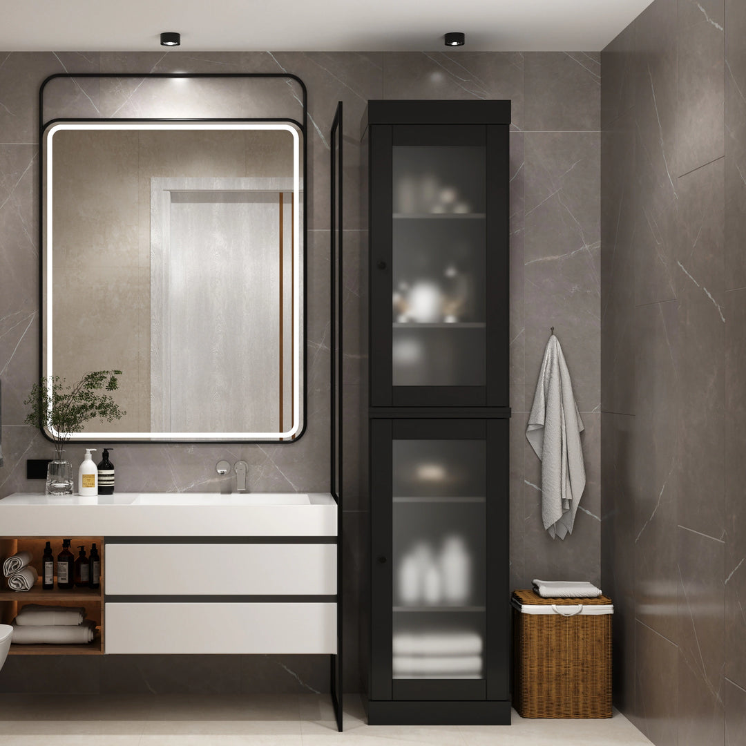 100% Solid Wood Bathroom Storage Cabinet, Adjustable Shelves, 16.5" Wide, 35.75" Tall