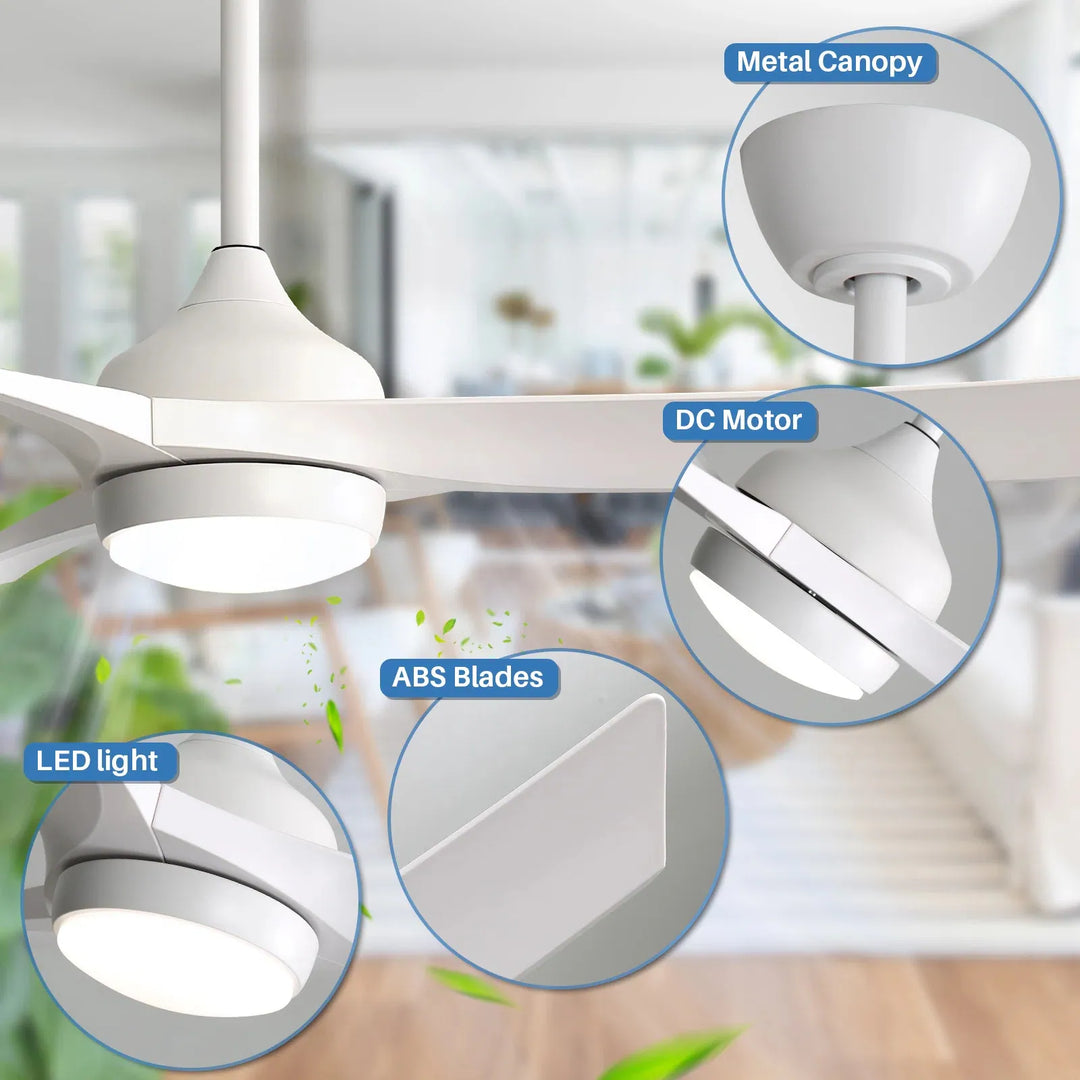 Sofucor 52/60 Inch Ceiling Fan with Integrated LED Light and Remote Control Quiet DC Motor