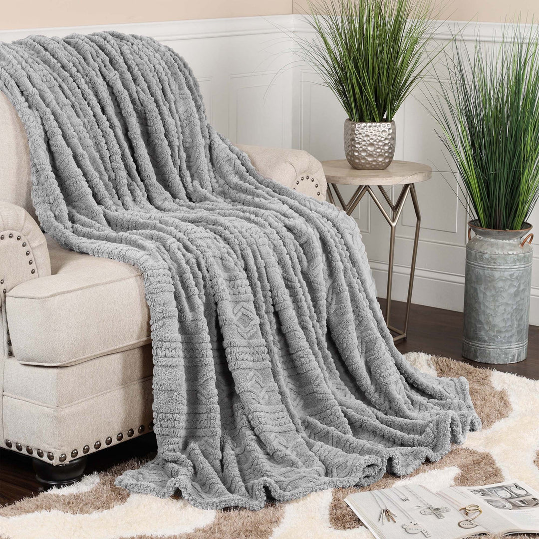 Arctic Boho Jacquard Plush Fluffy Fleece Blanket