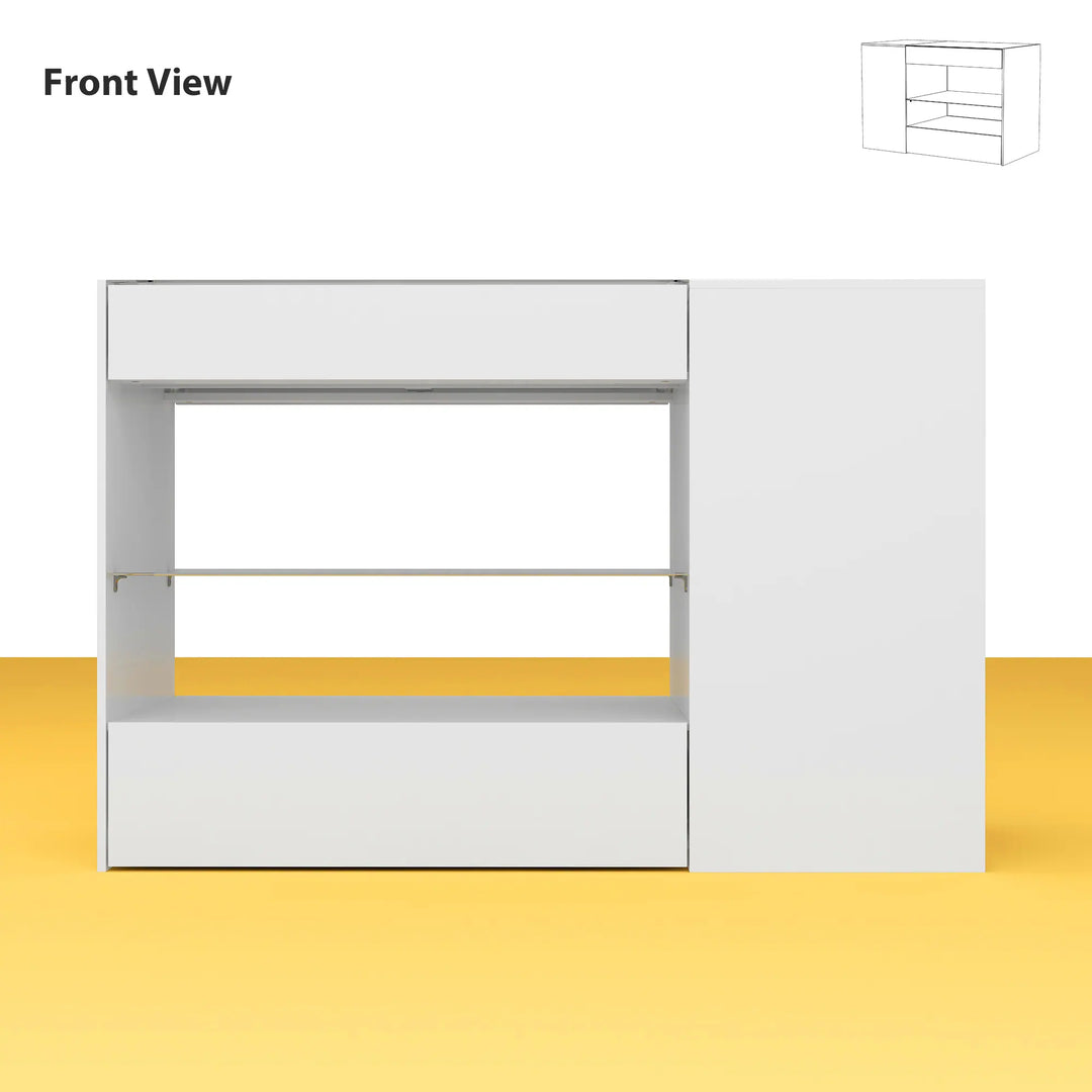 HOMELAVY Glass-Top Closet Organizer White Dressing Island Ample Storage Dresser Cabinets