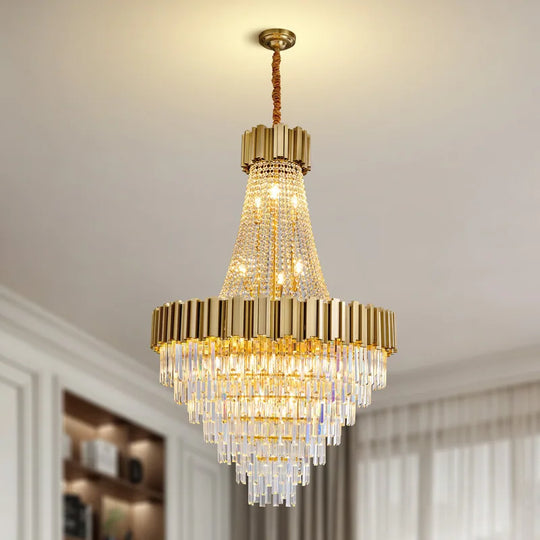 Large Crystal Chandelier - 35.4"Modern 6-Tier 17-Light Chrome Ceiling Light, Luxury K9 Crystal