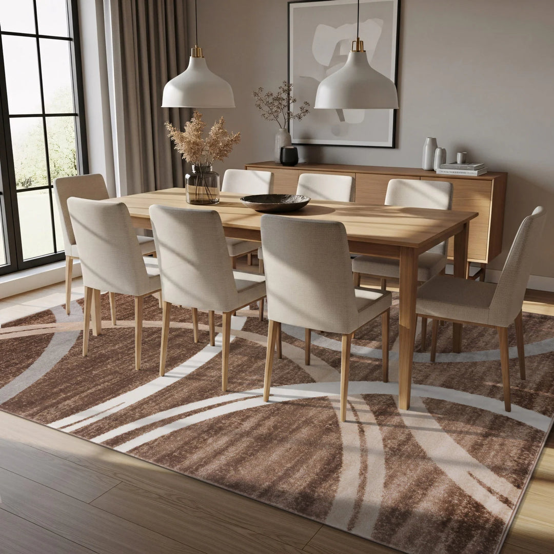 Contemporary Abstract Circles Design Area Rug