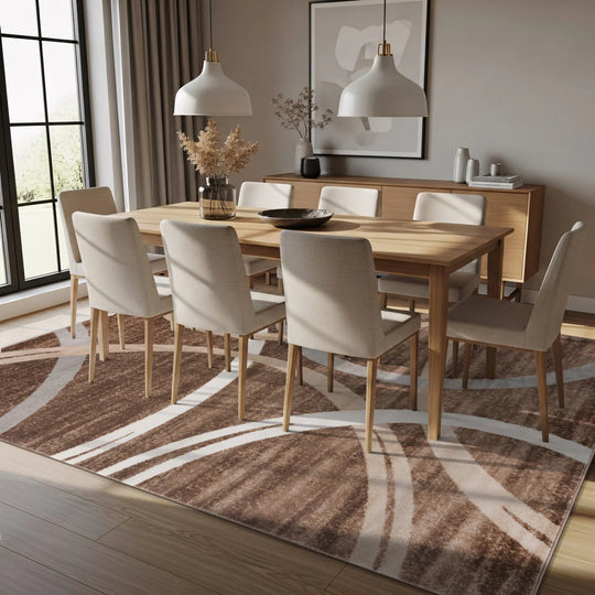 Contemporary Abstract Circles Design Area Rug