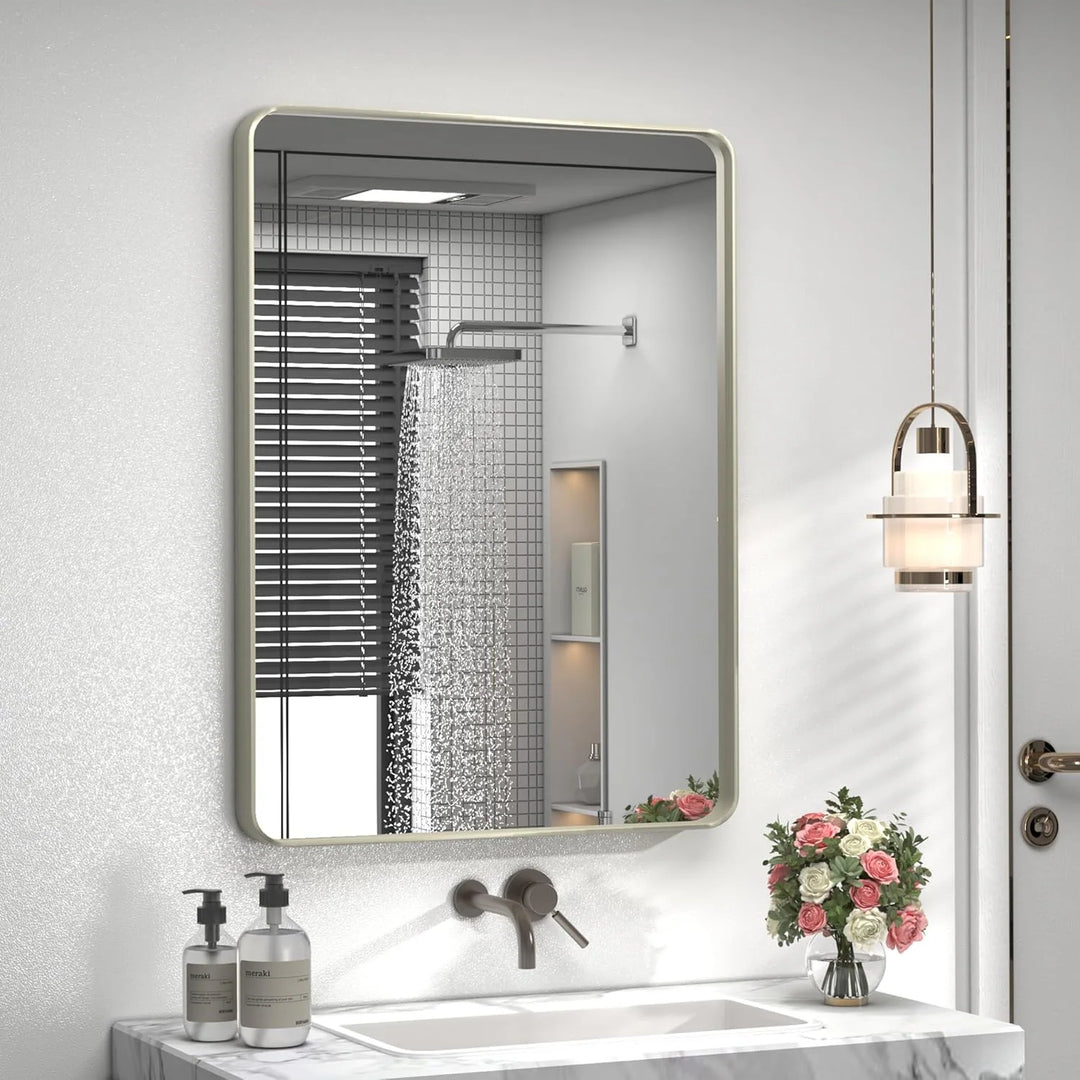 Aluminum Alloy Framed Tempered Glass Wall Decor Vanity Bathroom Mirror