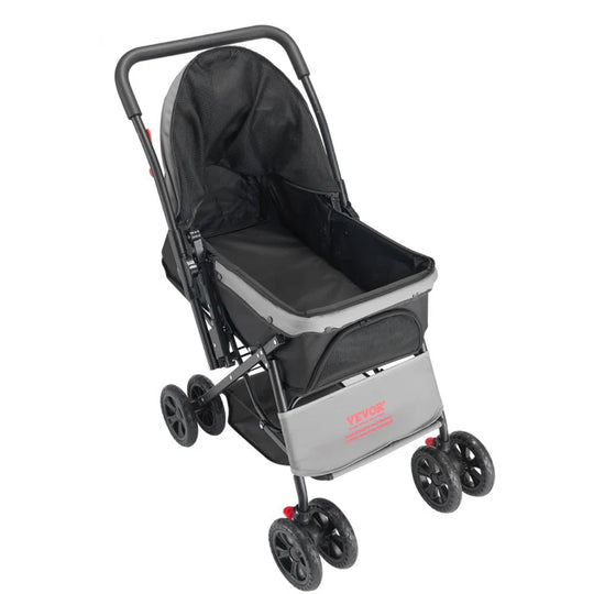 Pet Stroller Foldable 4 Wheels Travel Dog Stroller Reversible Handle up to 44Lbs